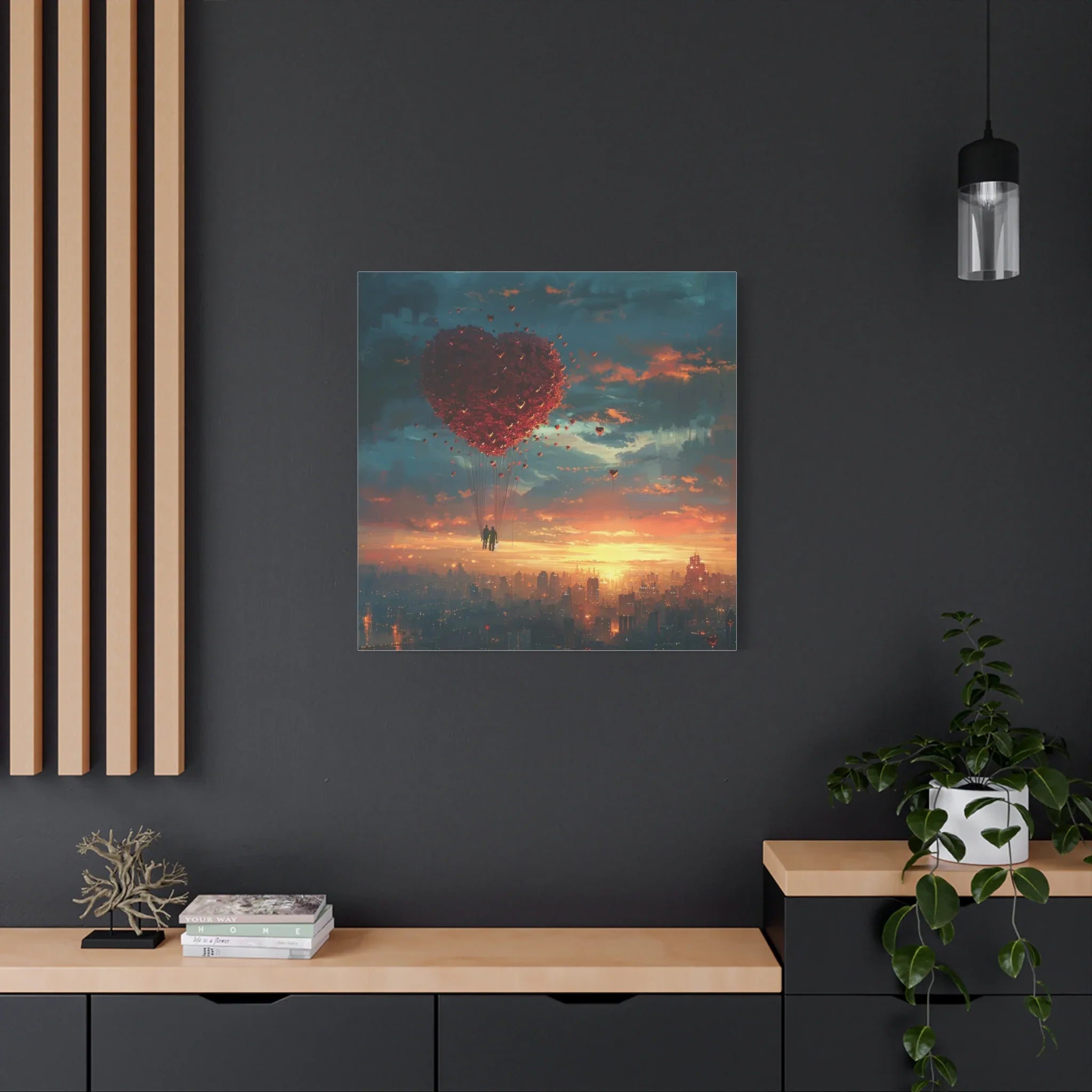 Romantic Canvas Wall Art, Love, Heart Balloon Art, Gift for Couples, Valentines Wall Decor, Valentine's Day Women's Merchandise, Valentines - 250 USA Celebration