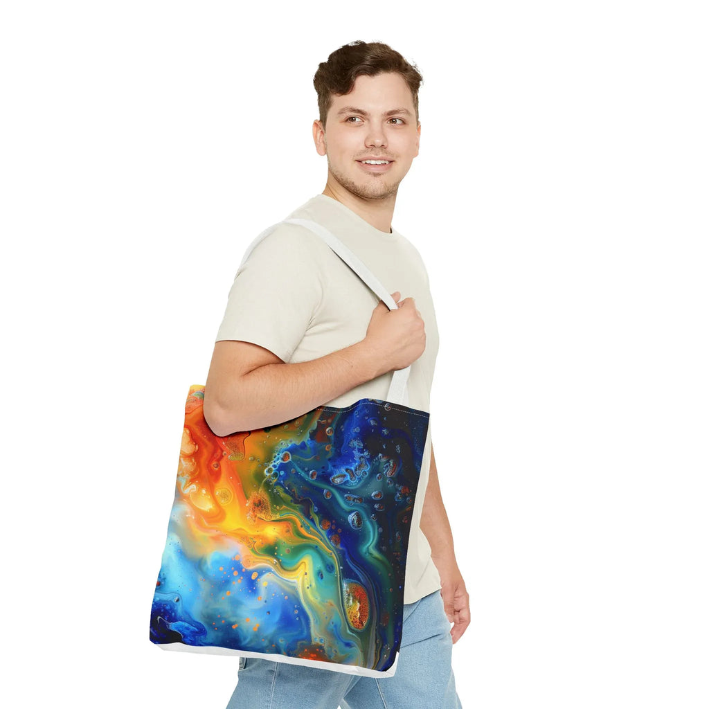 Abstract Fluid Art Tote Bag | Colorful Swirl Beach Bag - 250 USA Celebration