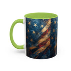 Distressed American Flag Accent Coffee Mug | 11oz 15oz - 250 USA Celebration