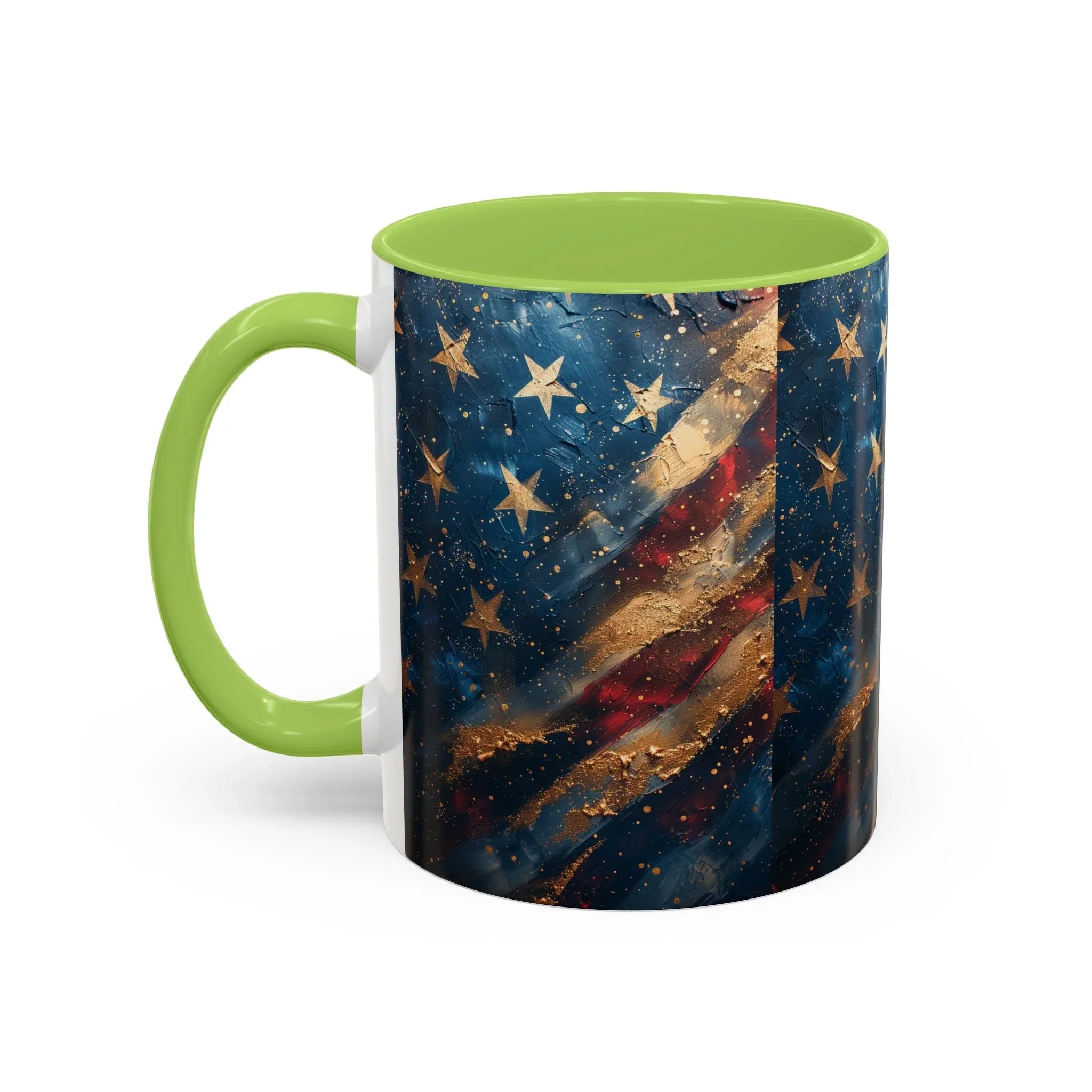 Distressed American Flag Accent Coffee Mug | 11oz 15oz - 250 USA Celebration