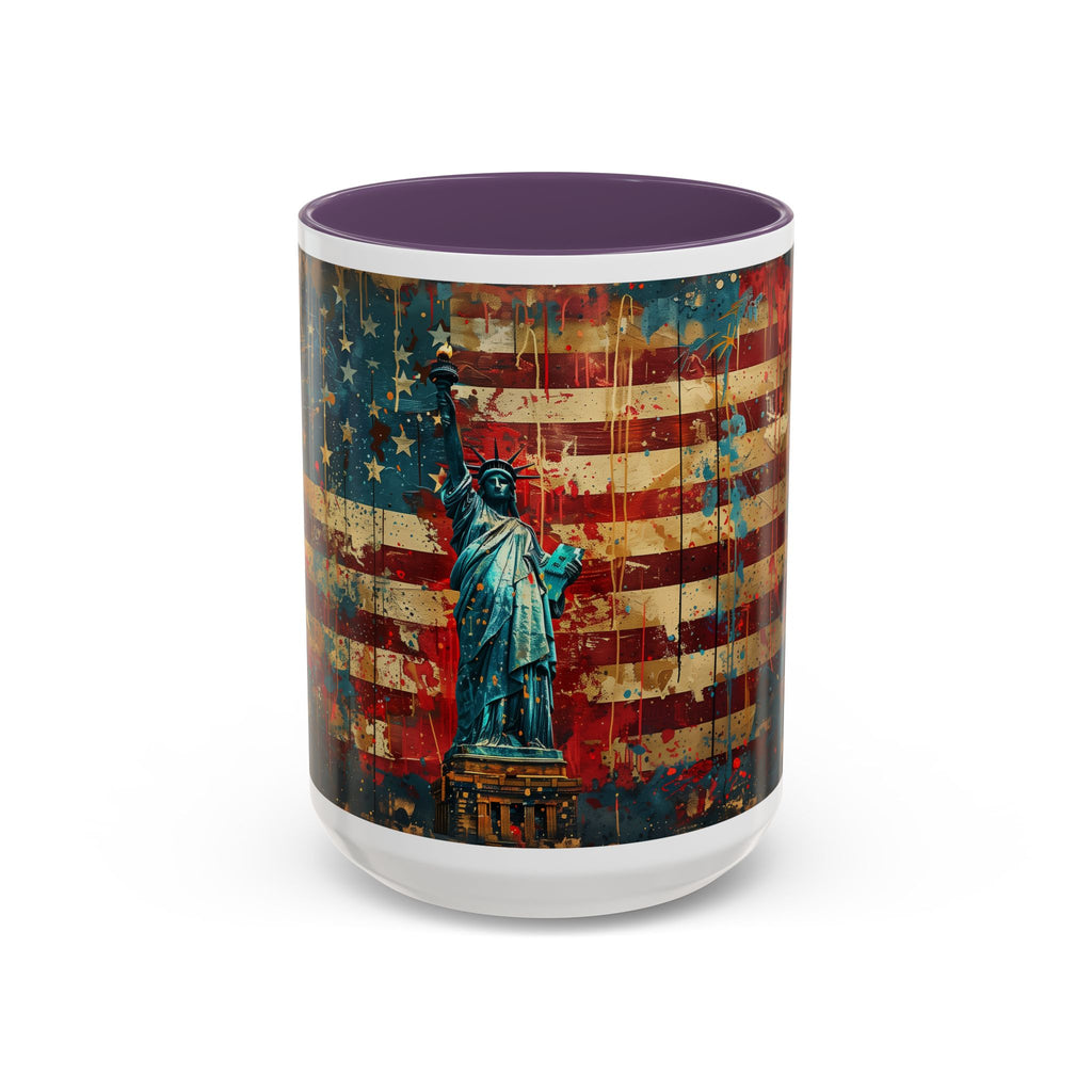 Liberty Statue American Flag Coffee Mug — Patriotic Vintage Accent Mug (11/15oz)