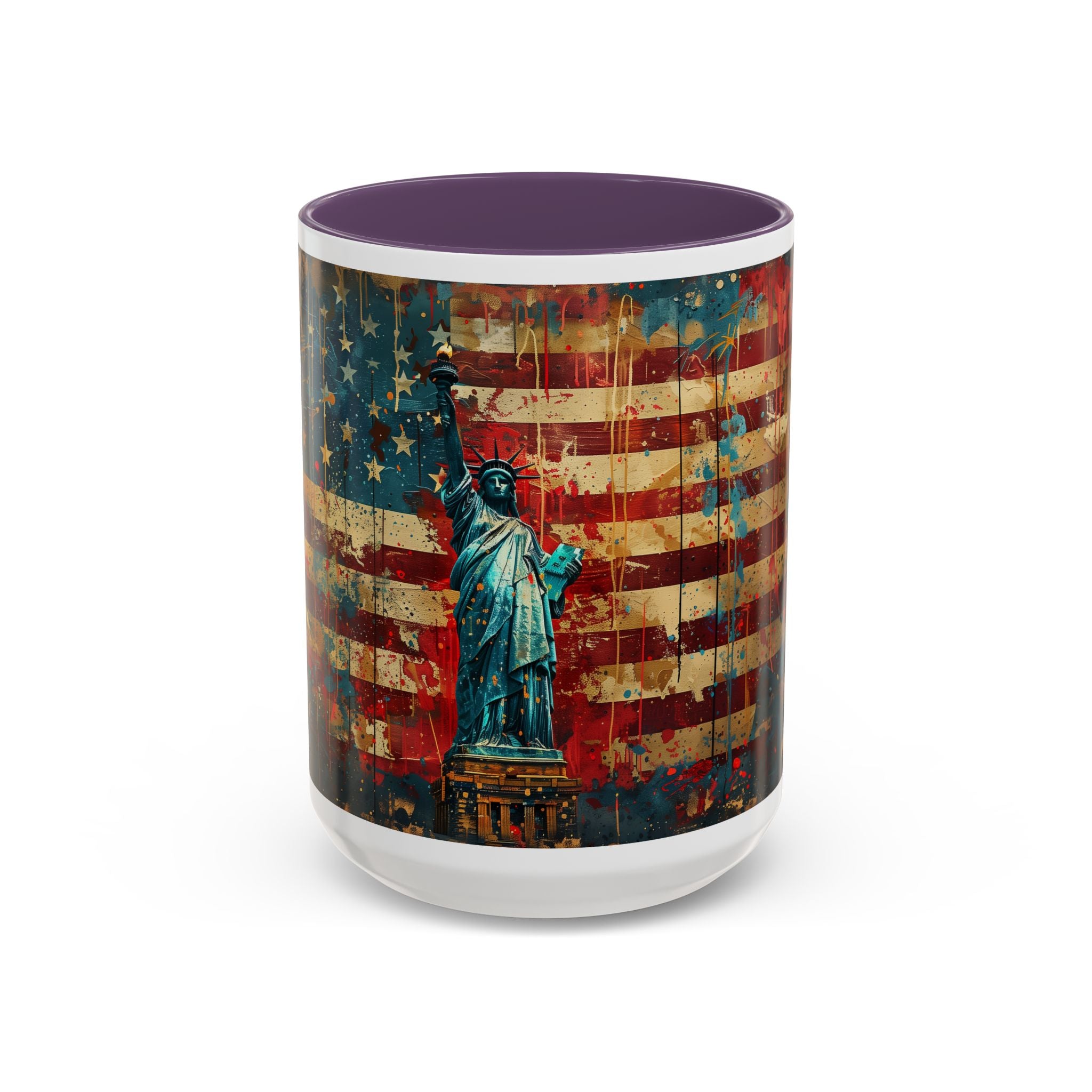 Liberty Statue American Flag Coffee Mug — Patriotic Vintage Accent Mug (11/15oz)