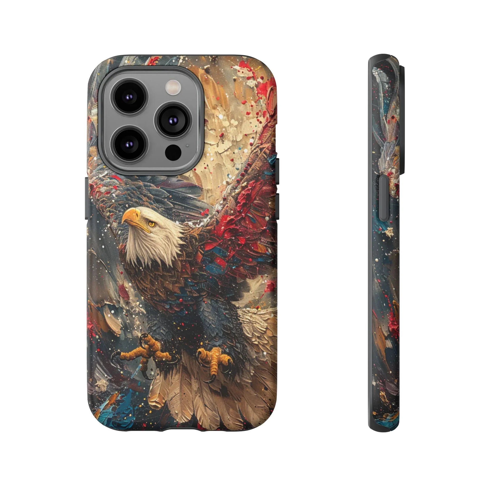 Patriotic Bald Eagle Tough Case | iPhone Phone Case, Red Blue Feather Art - 250 USA Celebration