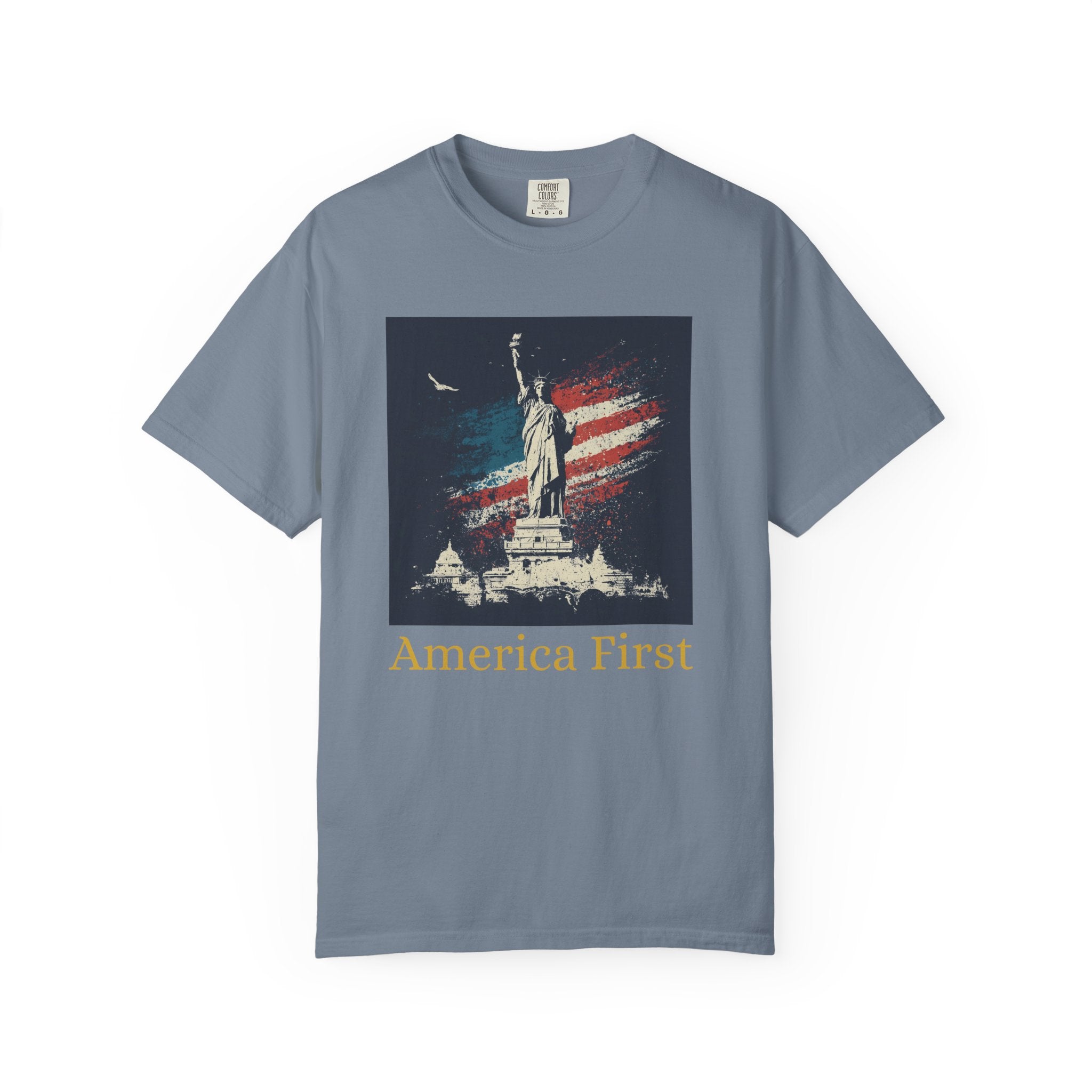 America 250 Statue of Liberty - America First | Official 250th Anniversary EditionAmerica First Bald Eagle T-shirt | Patriotic Flag Eagle Tee