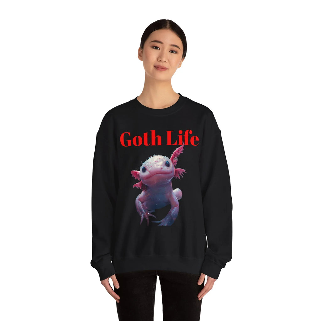 Goth Life Axolotl Sweatshirt | Cute Goth Axolotl Illustration - 250 USA Celebration