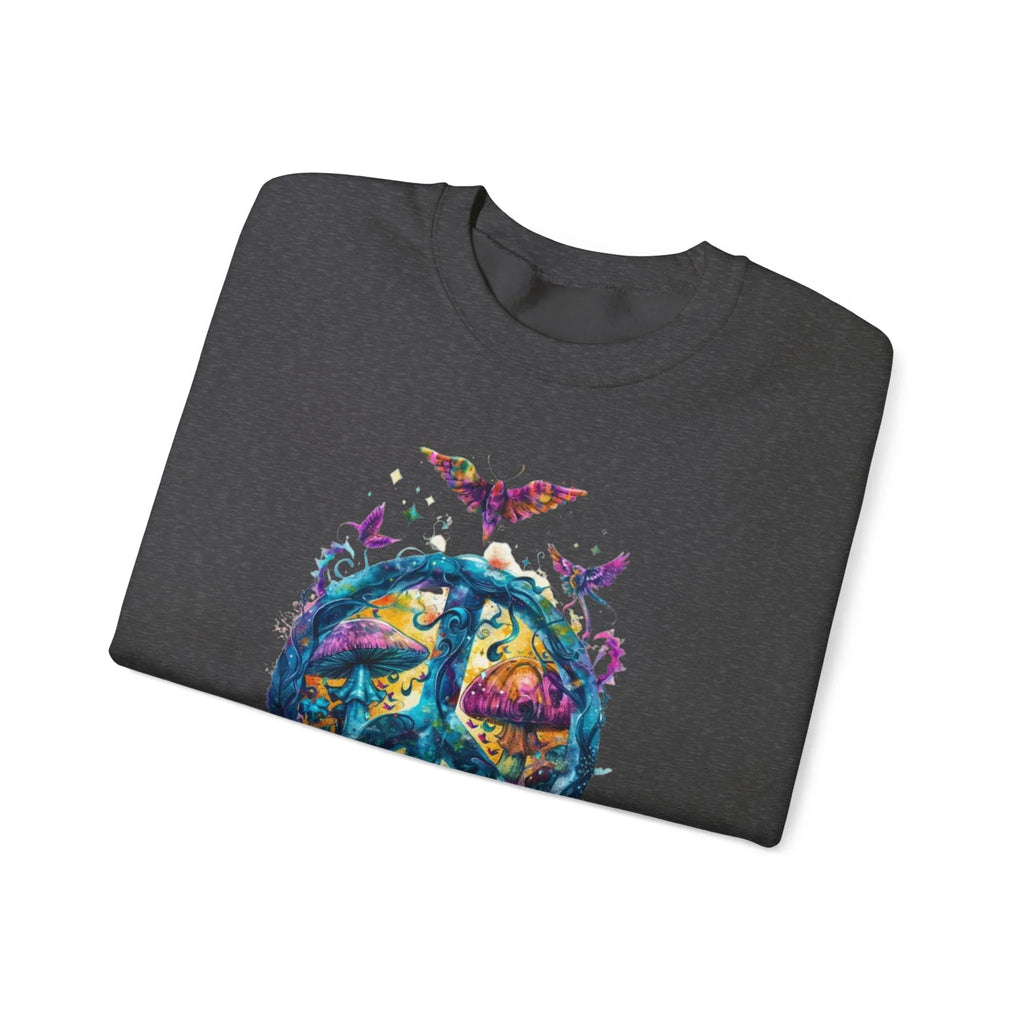 Psychedelic Mushroom Peace Sign Crewneck Sweatshirt | 60s Hippie Tie-Dye - 250 USA Celebration