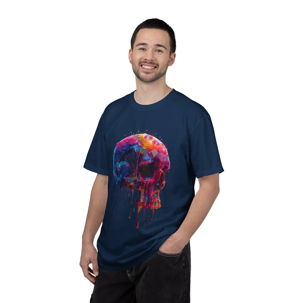 Colorful Drip Skull T-shirt | Watercolor Skull Shirt, Artistic Gothic Tee - 250 USA Celebration