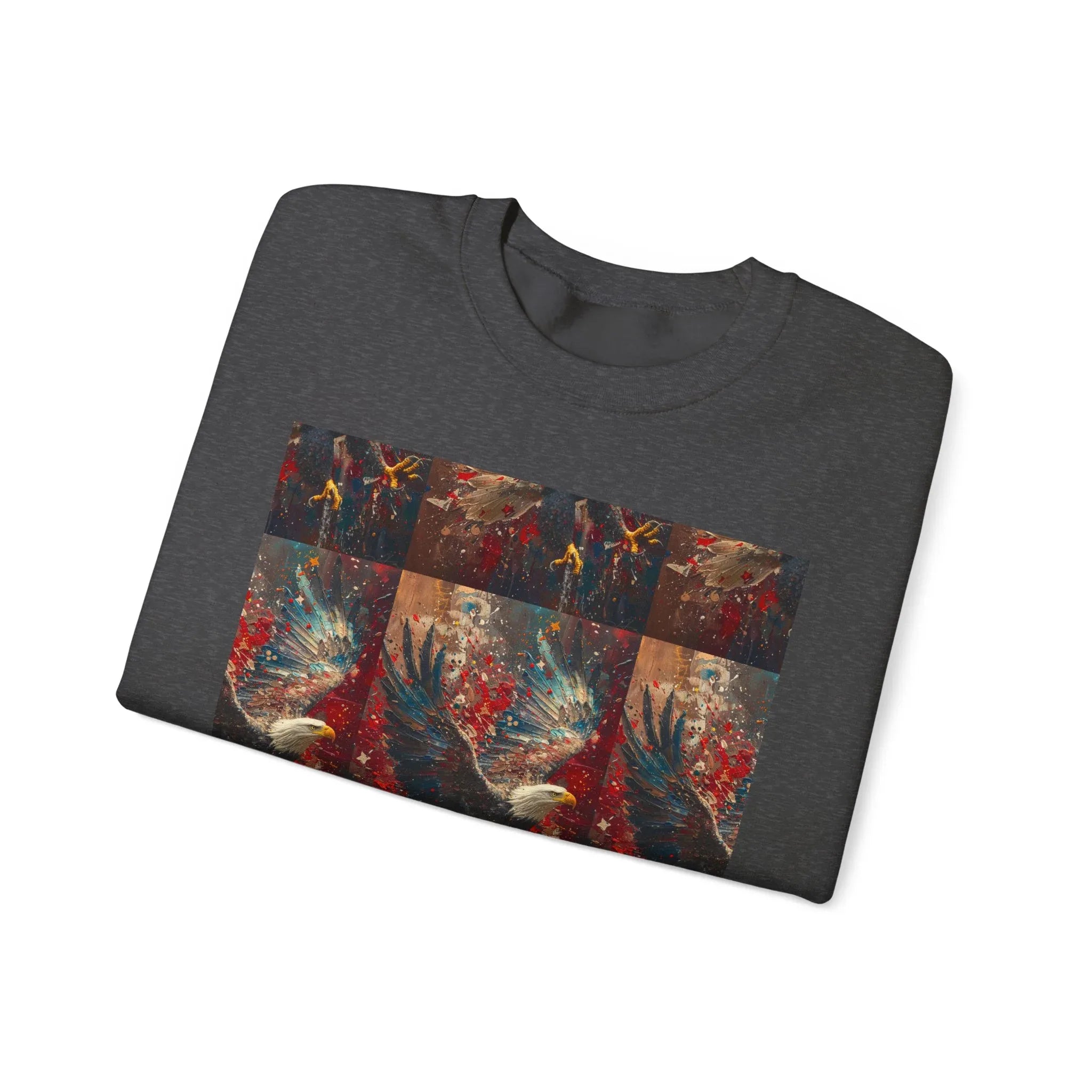 God Bless America Eagle Artwork crewneck sweatshirt | Patriotic eagle collage - 250 USA Celebration