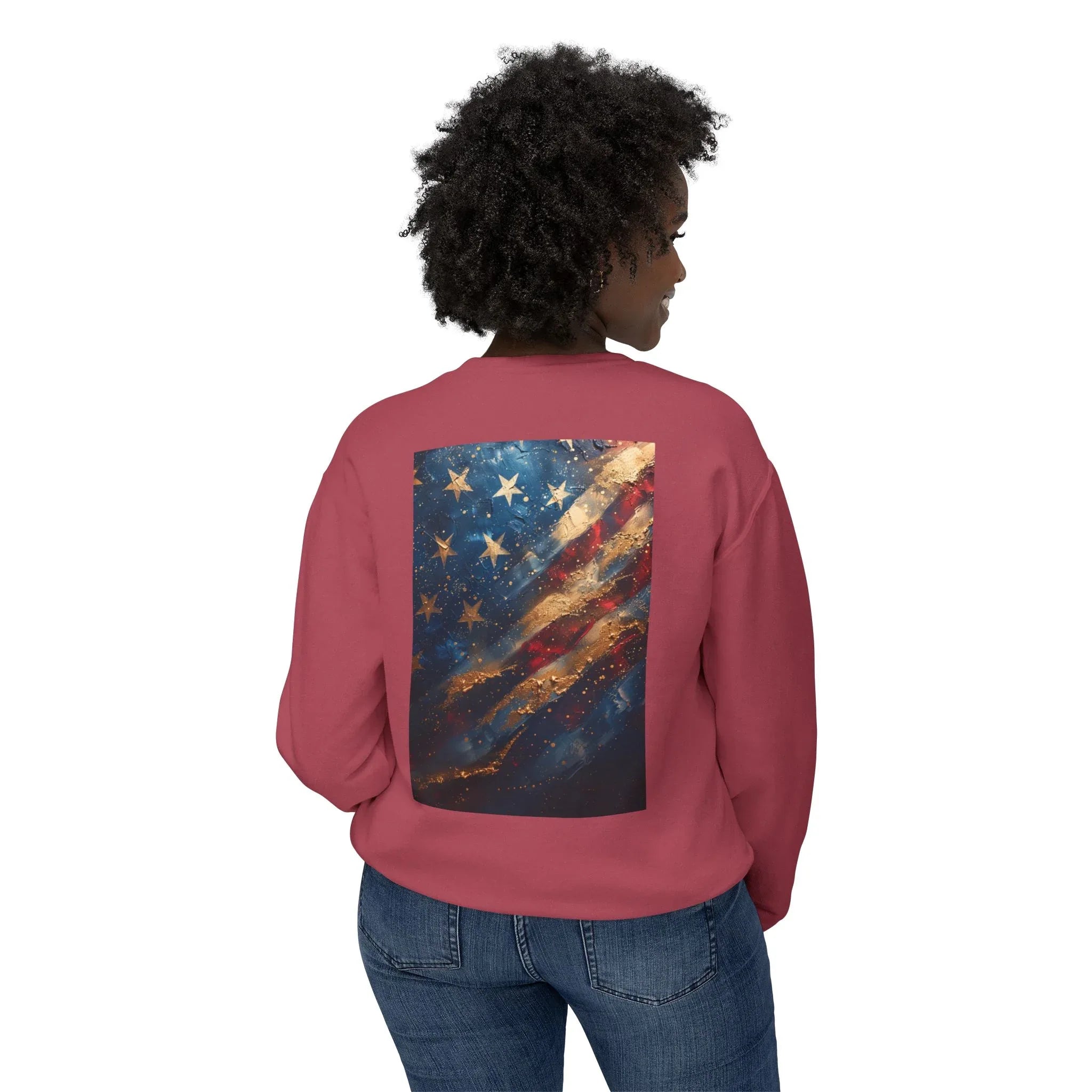 Lightweight Crewneck Sweatshirt, Patriotic American T-Shirts, Flag T-Shirts, Independence Tees, Funny Patriotic Shirts, Custom American Tees - 250 USA Celebration