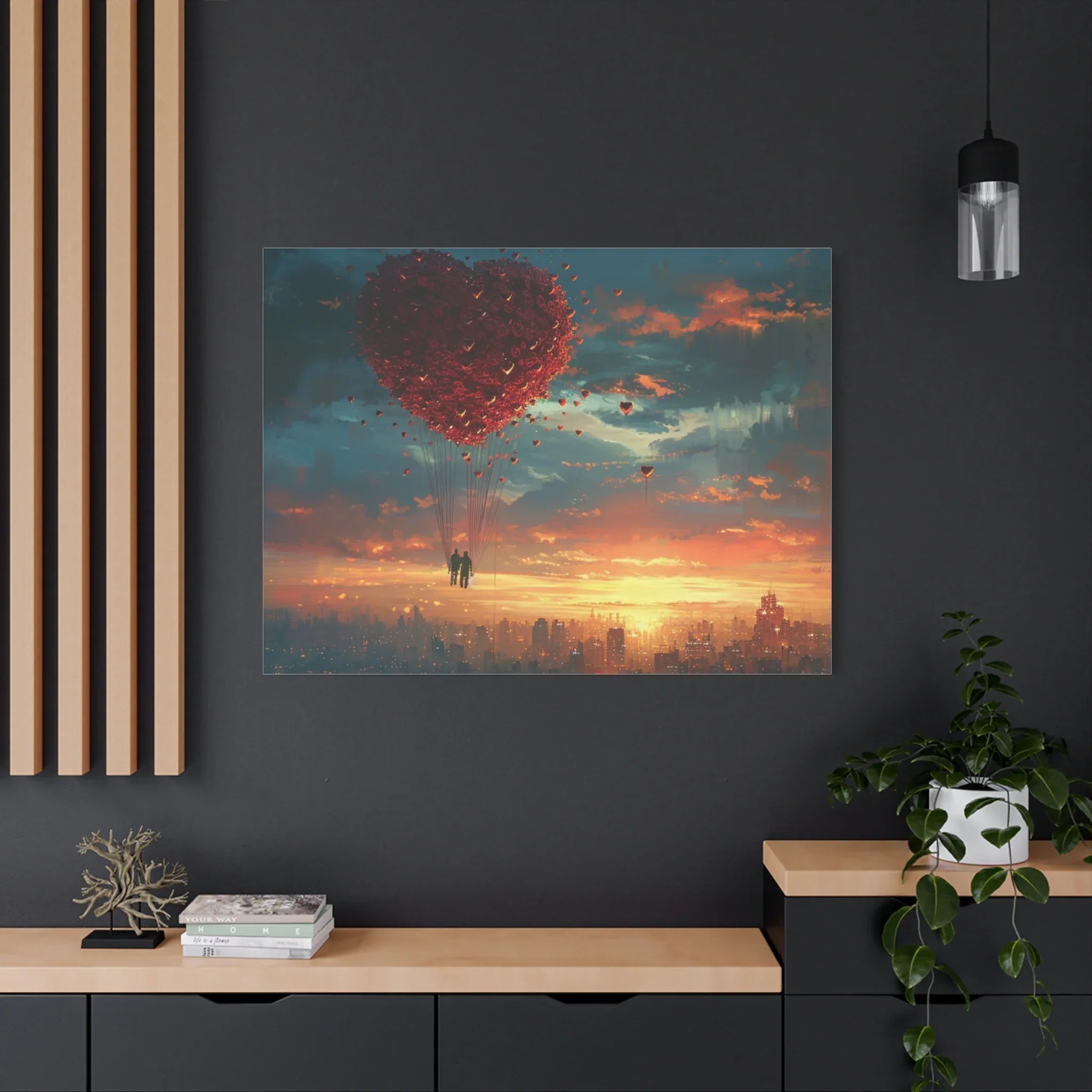 Romantic Canvas Wall Art, Love, Heart Balloon Art, Gift for Couples, Valentines Wall Decor, Valentine's Day Women's Merchandise, Valentines - 250 USA Celebration