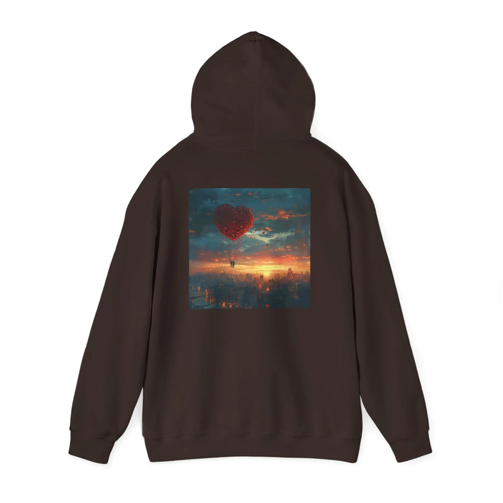 Romantic Sunset Hoodie with Hot Air Balloon, Unisex Sweatshirt for Valentines Day, Valentine's Day T-Shirts, Personalized Valentine's Gifts - 250 USA Celebration