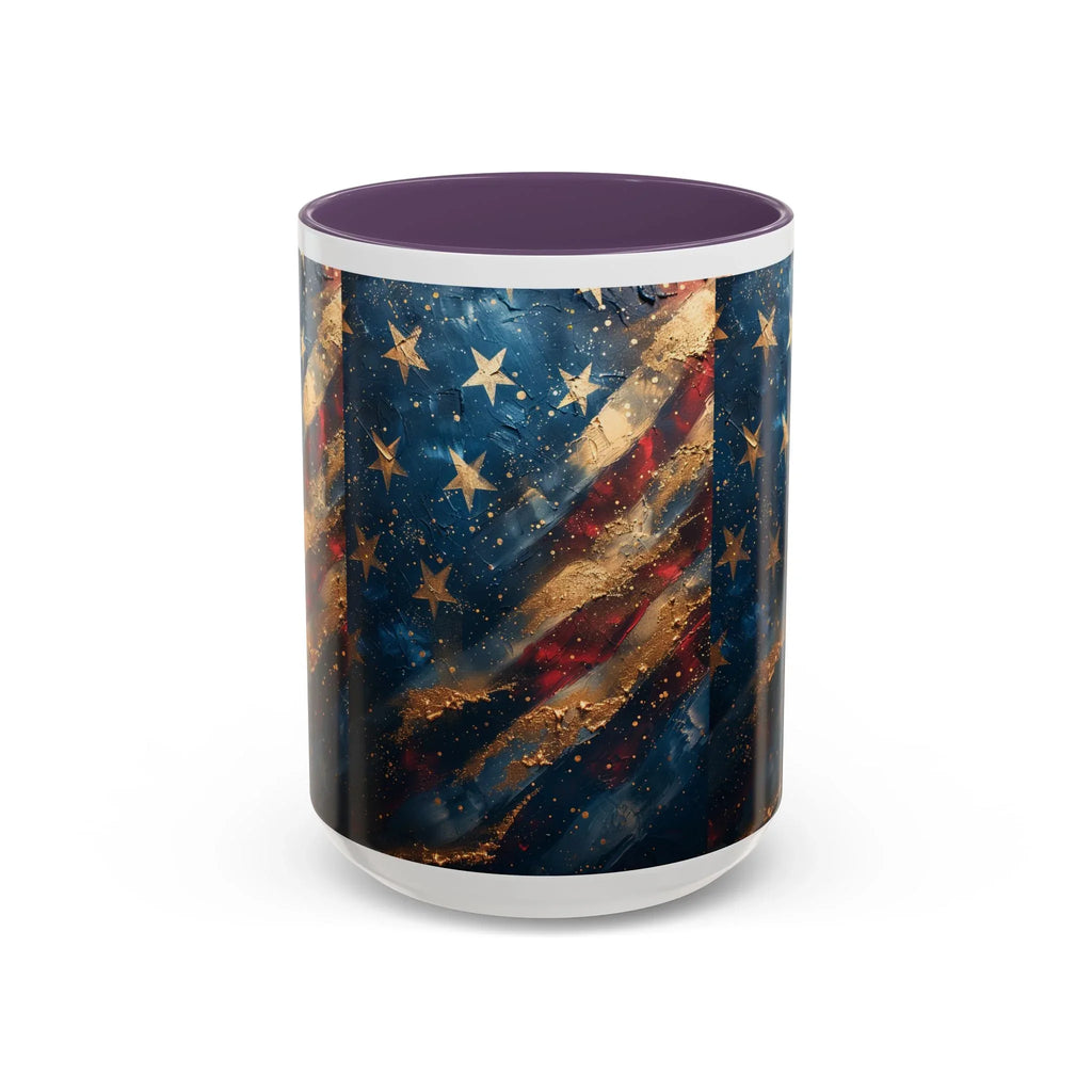 Distressed American Flag Accent Coffee Mug | 11oz 15oz - 250 USA Celebration