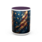 Distressed American Flag Accent Coffee Mug | 11oz 15oz - 250 USA Celebration