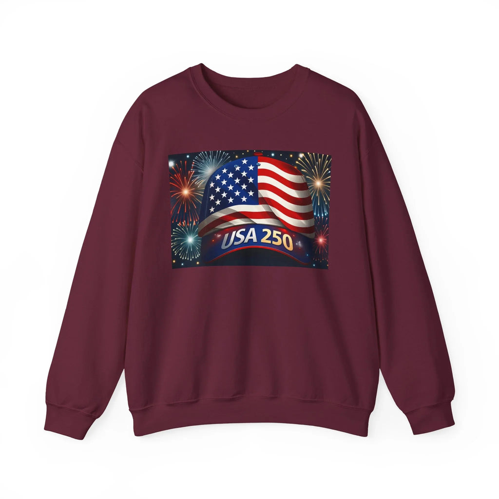 USA 250 American Flag Sweatshirt | 250th United States Celebration - 250 USA Celebration