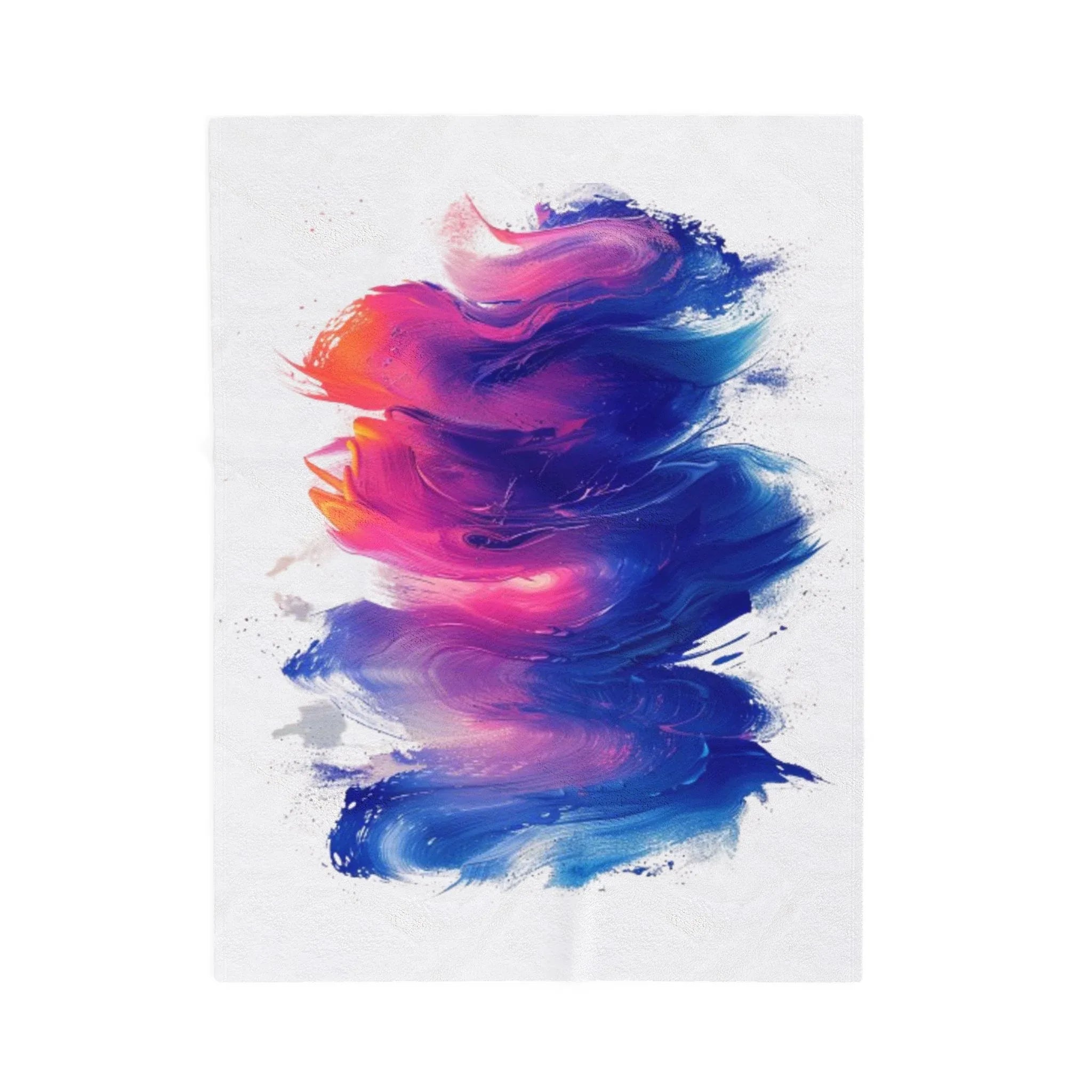 Abstract Colorful Brushstroke Velveteen Plush Blanket | Blue Purple Pink Art Throw - 250 USA Celebration