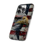 American Flag Bald Eagle phone case | Patriotic iPhone cover, cracked vintage flag design - 250 USA Celebration