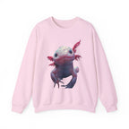 Pink Axolotl Illustration Sweatshirt | Cute Amphibian Art, Pastel Watercolor - 250 USA Celebration