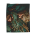 Woman Cuddling Dragon Velveteen Blanket | Fantasy Art Plush Throw - 250 USA Celebration