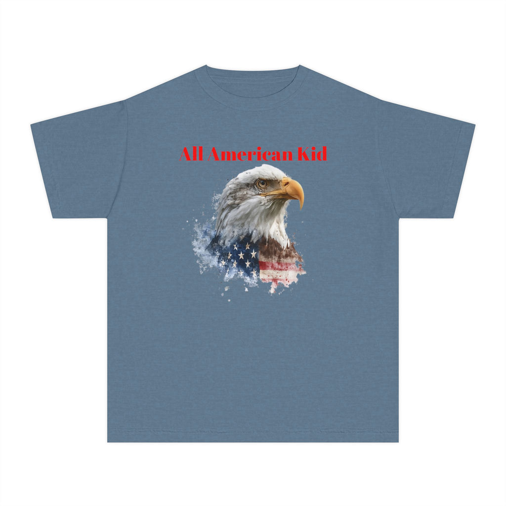 Youth T-Shirt — "All American Kid" Bald Eagle Flag Design