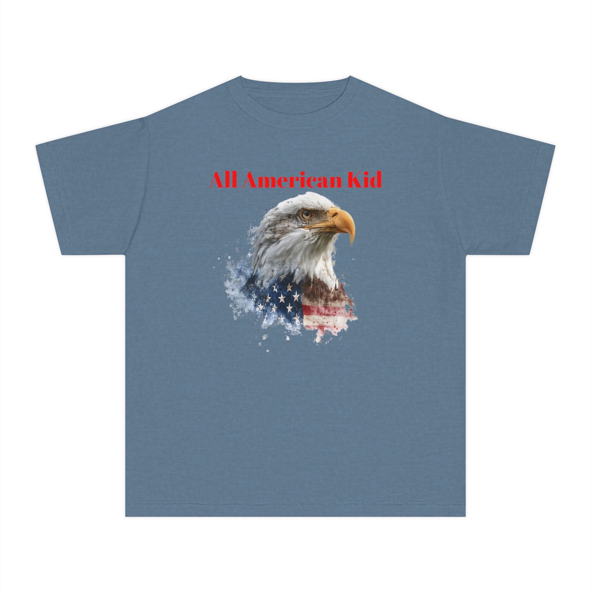 Youth T-Shirt — "All American Kid" Bald Eagle Flag Design