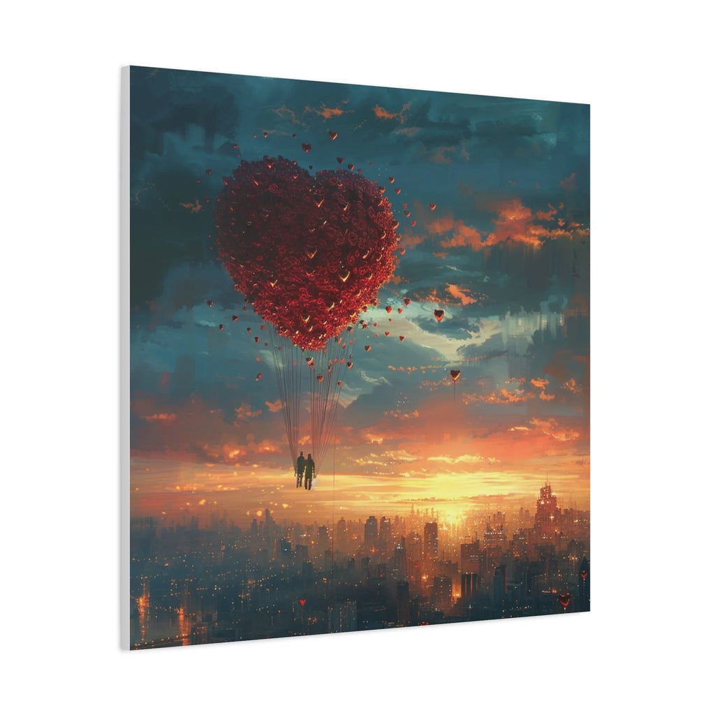 Romantic Canvas Wall Art, Love, Heart Balloon Art, Gift for Couples, Valentines Wall Decor, Valentine's Day Women's Merchandise, Valentines - 250 USA Celebration