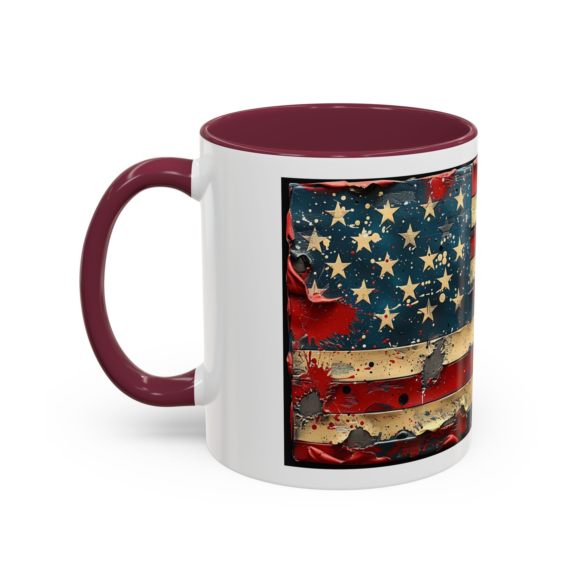 Colorful Mugs (11oz, 15oz), American Flag, Patriotic Flag coffee cup
