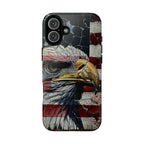 American Flag Bald Eagle phone case | Patriotic iPhone cover, cracked vintage flag design - 250 USA Celebration