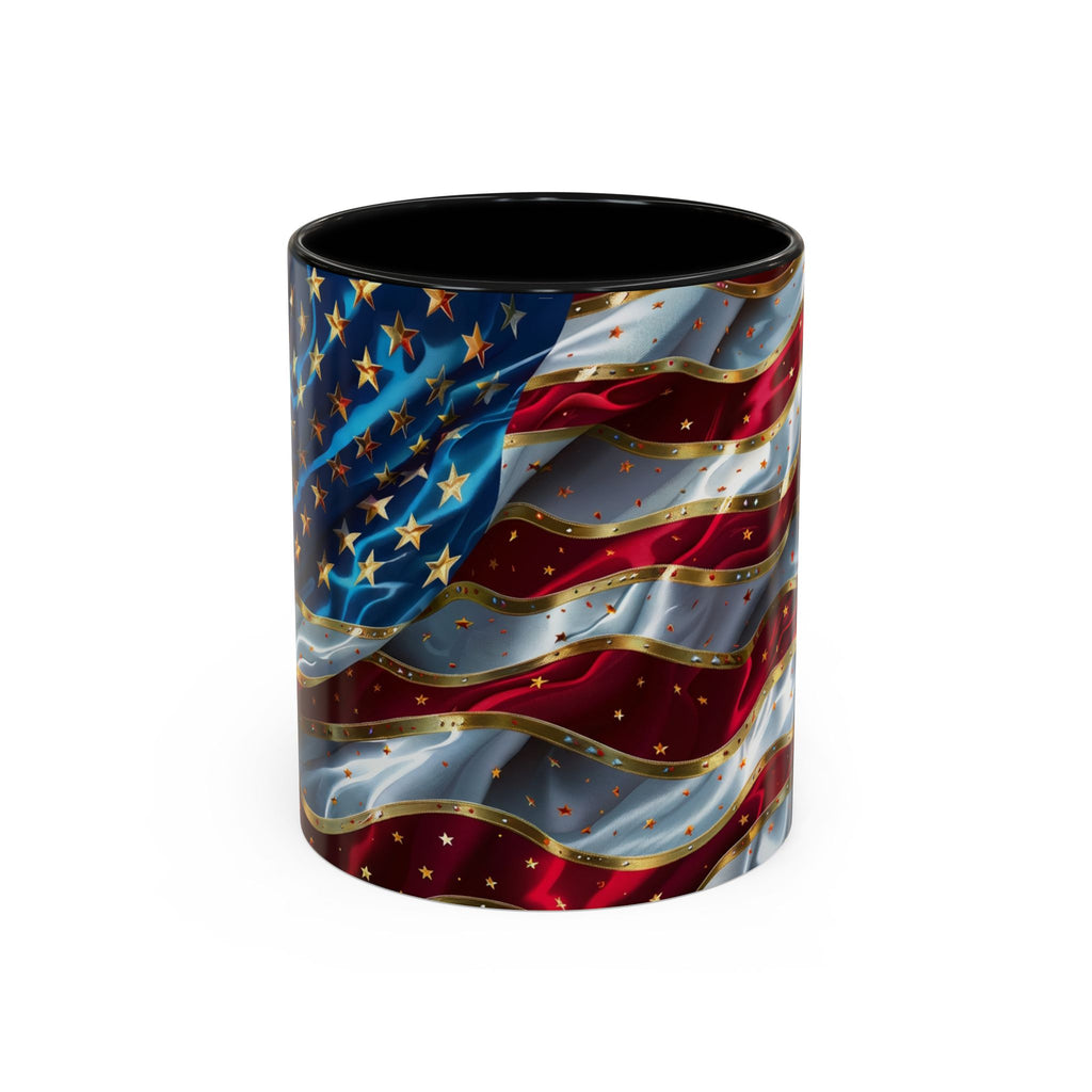 Patriotic American Flag Accent Coffee Mug (11/15oz)