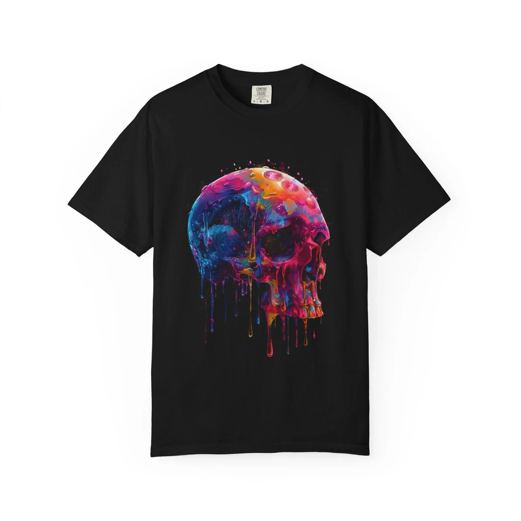 Colorful Drip Skull T-shirt | Watercolor Skull Shirt, Artistic Gothic Tee - 250 USA Celebration