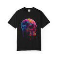 Colorful Drip Skull T-shirt | Watercolor Skull Shirt, Artistic Gothic Tee - 250 USA Celebration