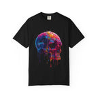 Colorful Drip Skull T-shirt | Watercolor Skull Shirt, Artistic Gothic Tee - 250 USA Celebration