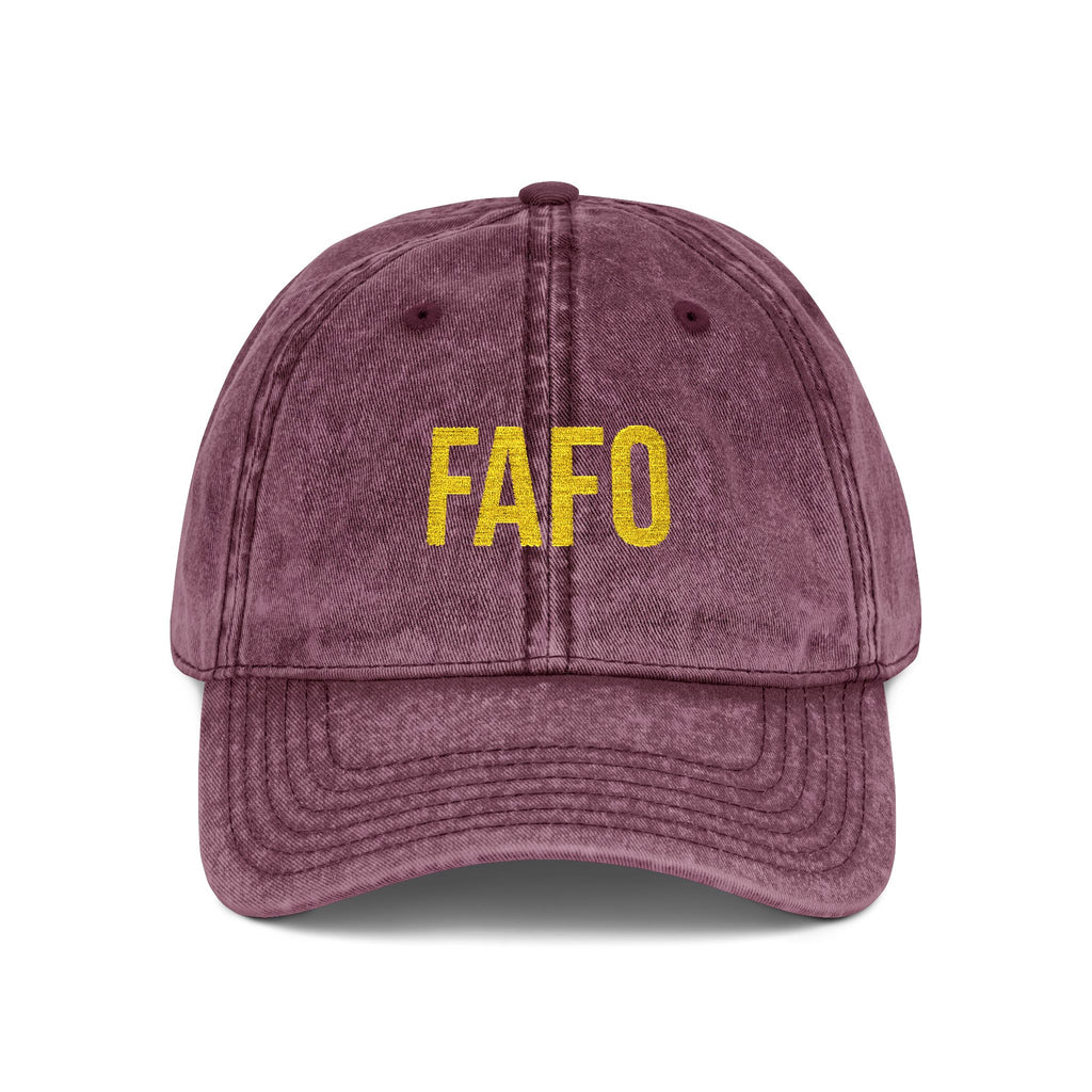 Vintage Embroidered Cap — FAFO Distressed Baseball Hat