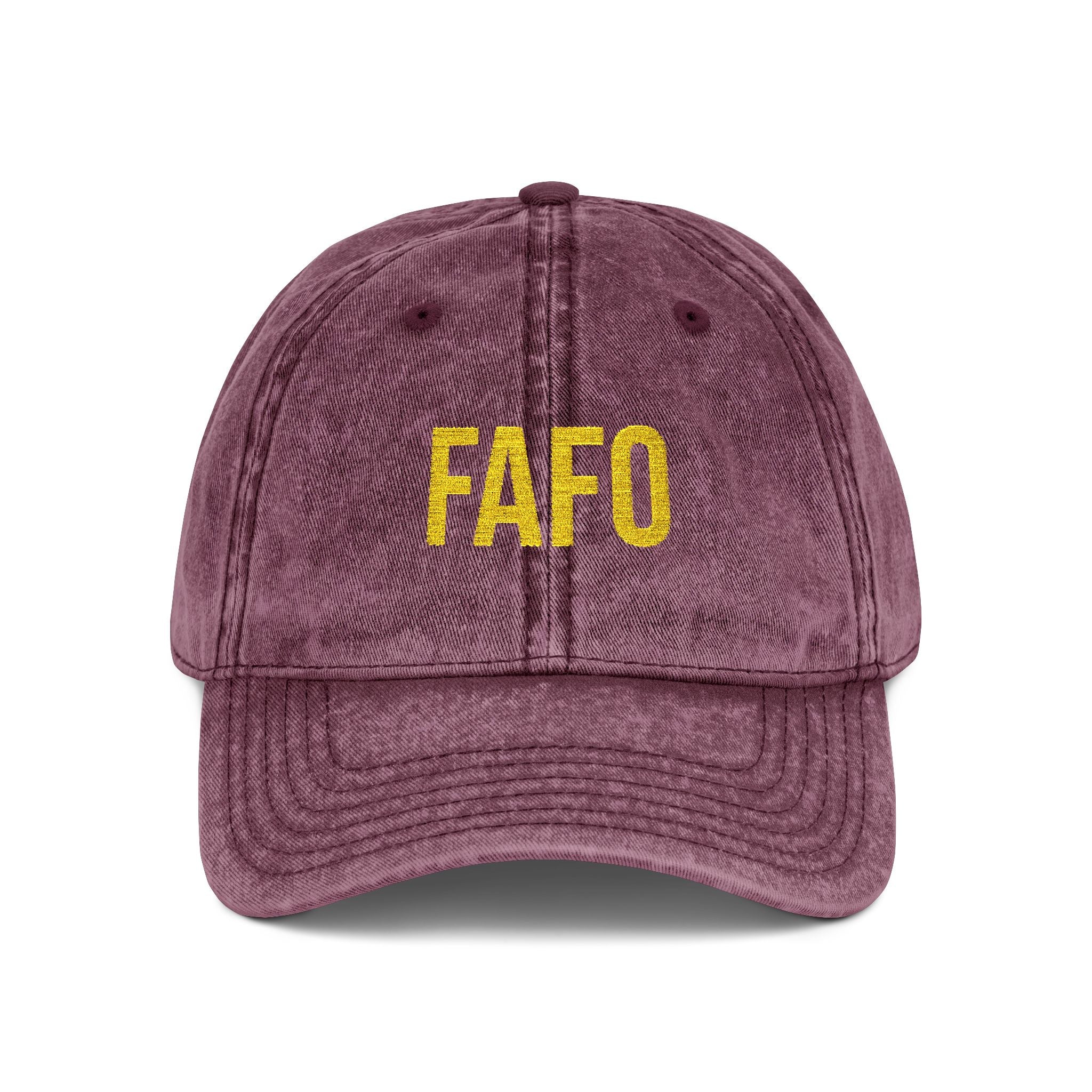 Vintage Embroidered Cap — FAFO Distressed Baseball Hat