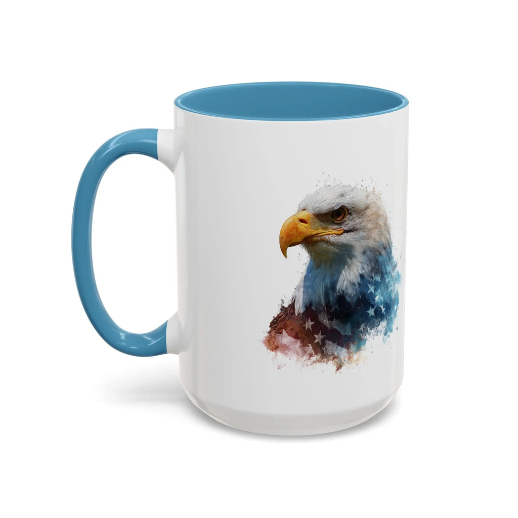 American Bald Eagle watercolor, Coffee Mug | Patriotic flag design - 250 USA Celebration