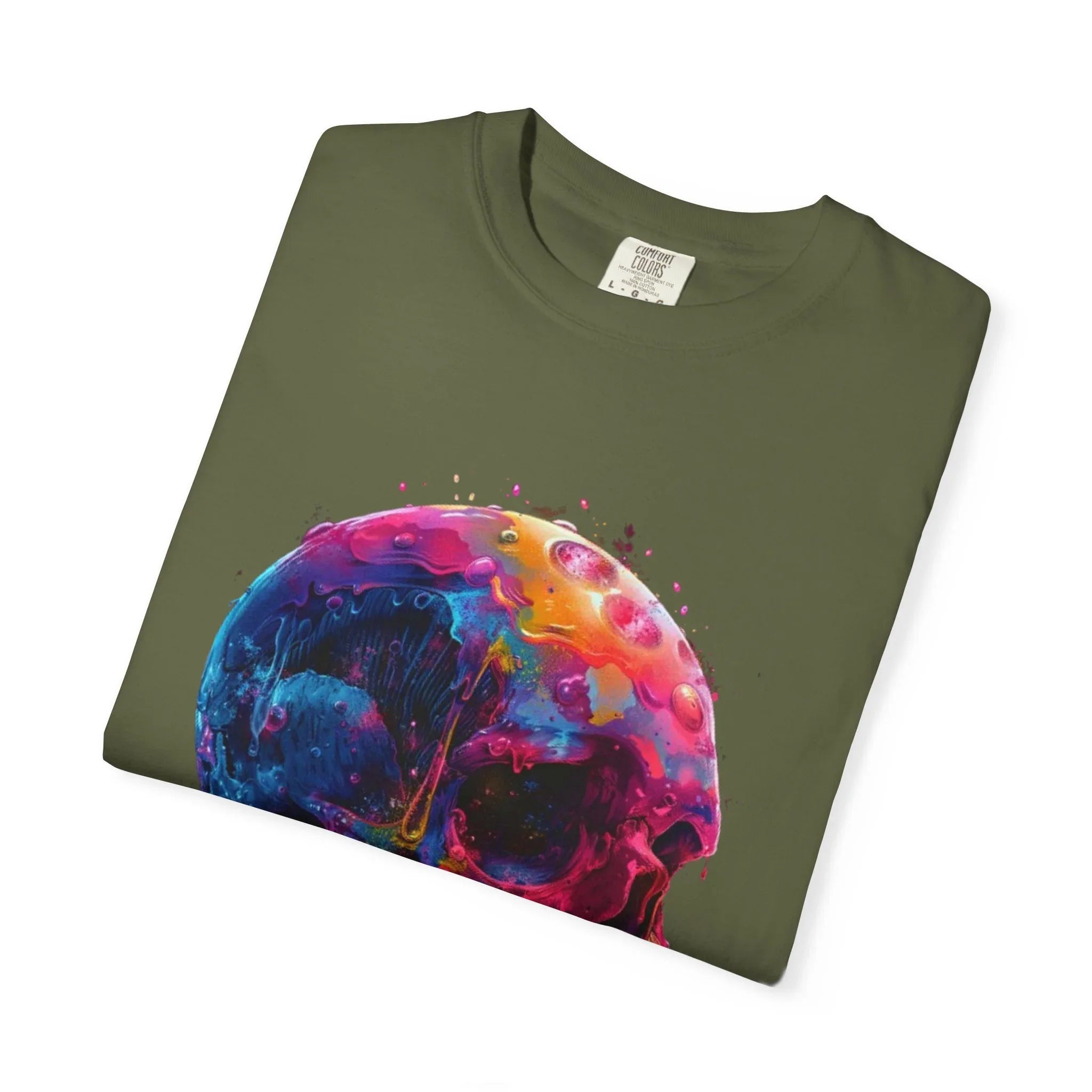 Colorful Drip Skull T-shirt | Watercolor Skull Shirt, Artistic Gothic Tee - 250 USA Celebration