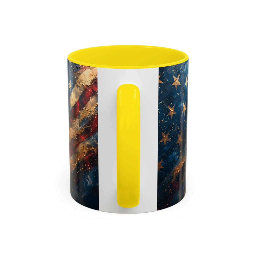 Distressed American Flag Accent Coffee Mug | 11oz 15oz - 250 USA Celebration
