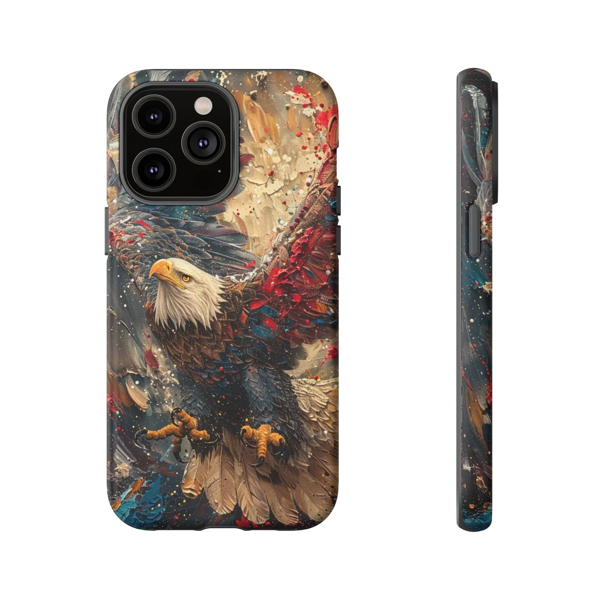Patriotic Bald Eagle Tough Case | iPhone Phone Case, Red Blue Feather Art - 250 USA Celebration