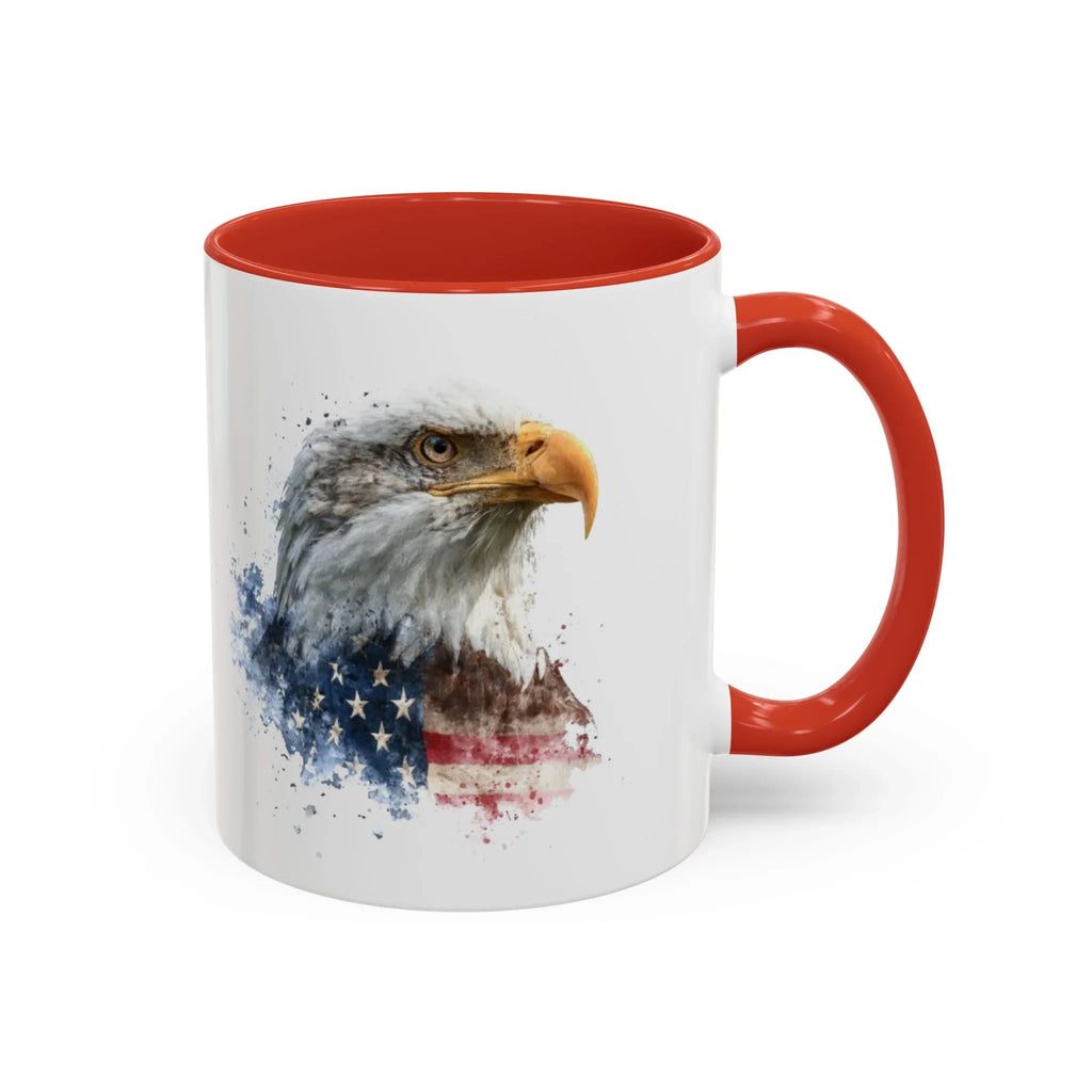 American Bald Eagle watercolor, Coffee Mug | Patriotic flag design - 250 USA Celebration