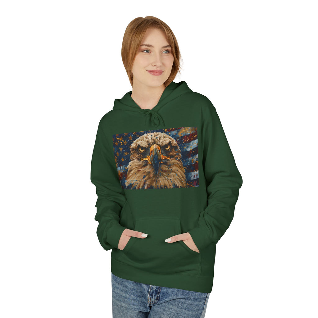 Patriotic Eagle Hoodie — American Flag Bald Eagle with "1776 - 2026" Back Print