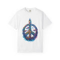 Psychedelic Mushroom Peace Sign T-Shirt | Neon Tie-Dye 60s Hippie Poster - 250 USA Celebration