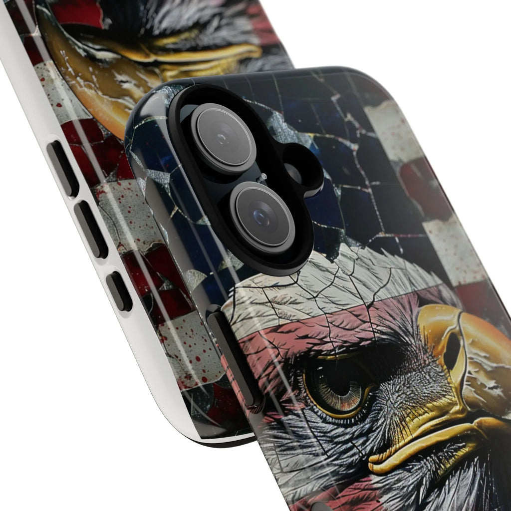 American Flag Bald Eagle phone case | Patriotic iPhone cover, cracked vintage flag design - 250 USA Celebration