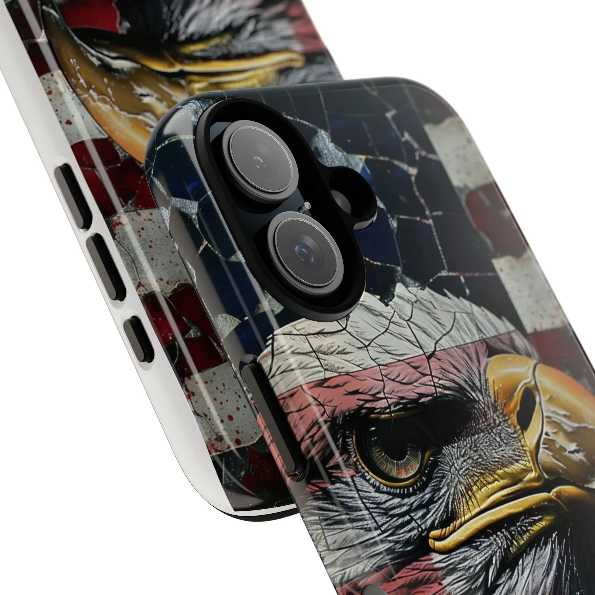 American Flag Bald Eagle phone case | Patriotic iPhone cover, cracked vintage flag design - 250 USA Celebration