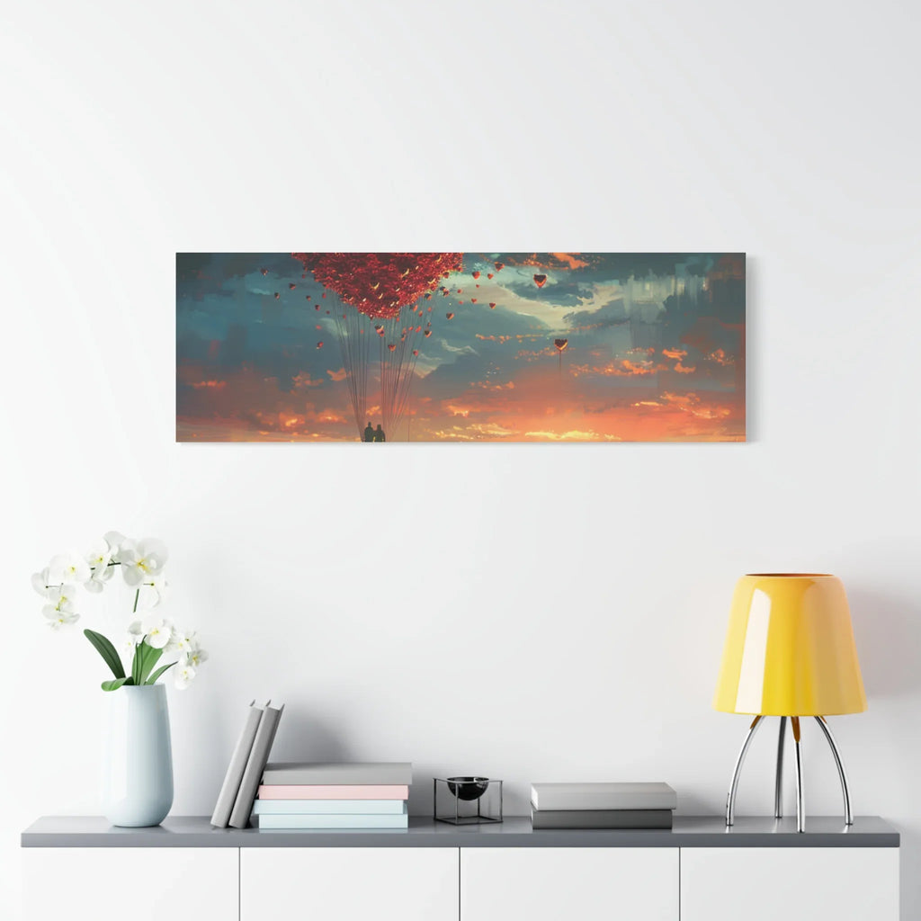 Romantic Canvas Wall Art, Love, Heart Balloon Art, Gift for Couples, Valentines Wall Decor, Valentine's Day Women's Merchandise, Valentines - 250 USA Celebration