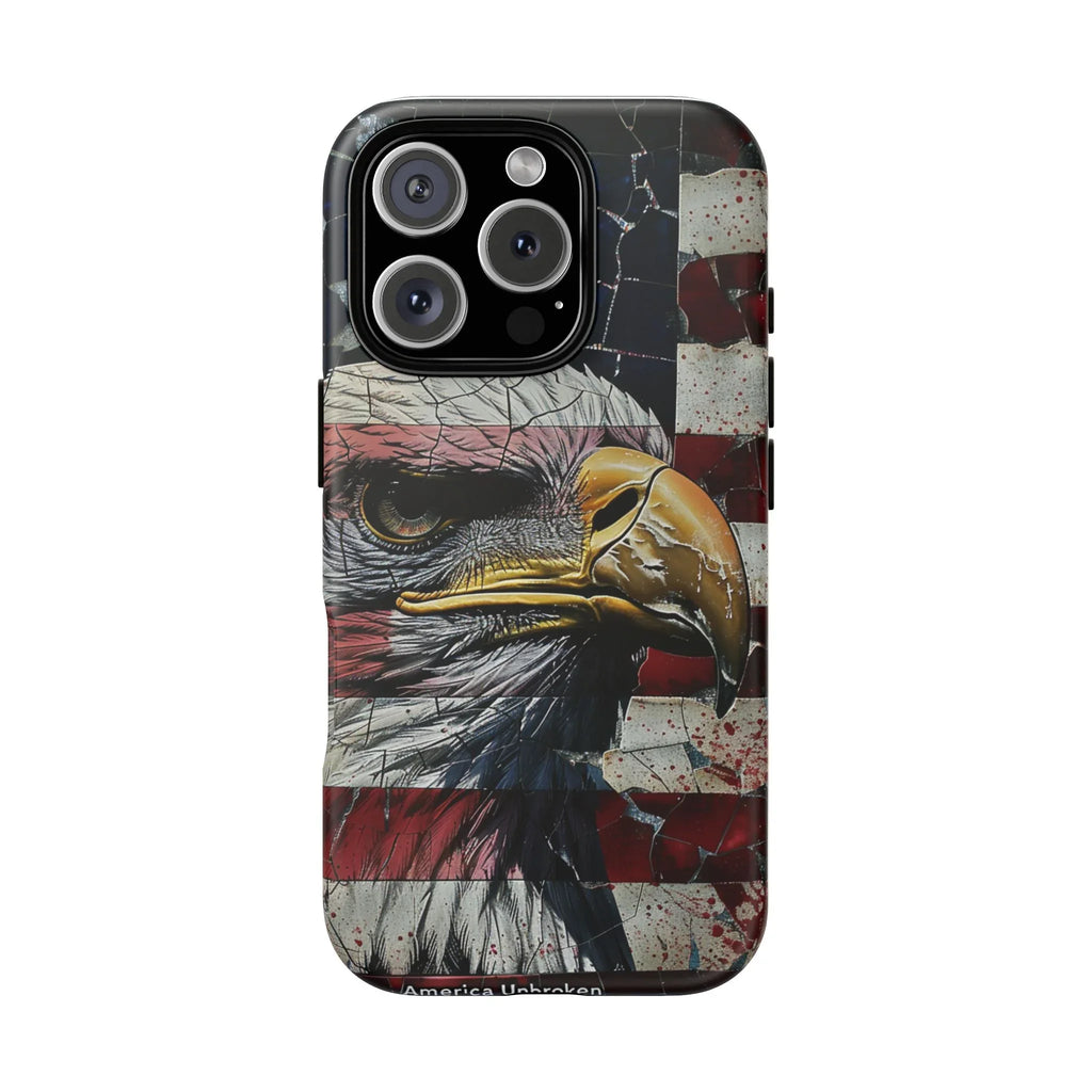 American Flag Bald Eagle phone case | Patriotic iPhone cover, cracked vintage flag design - 250 USA Celebration