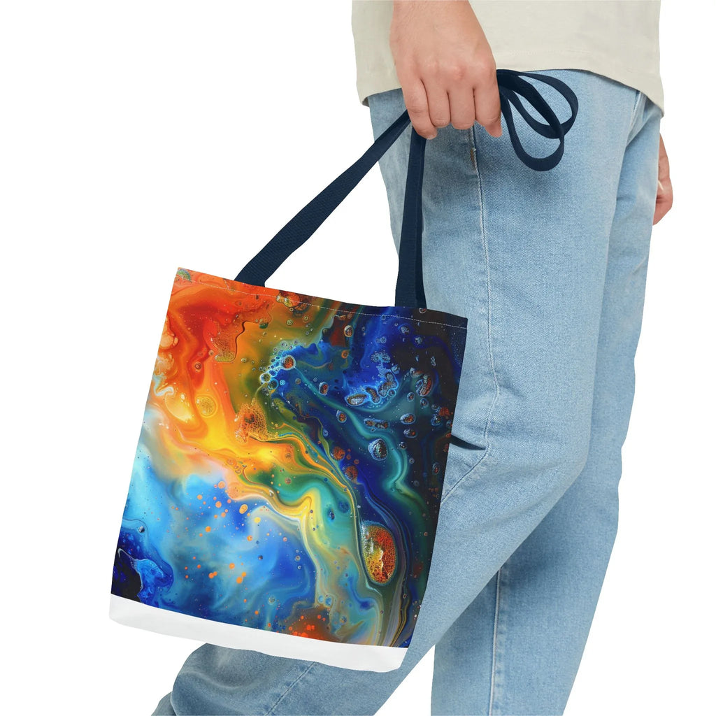 Abstract Fluid Art Tote Bag | Colorful Swirl Beach Bag - 250 USA Celebration