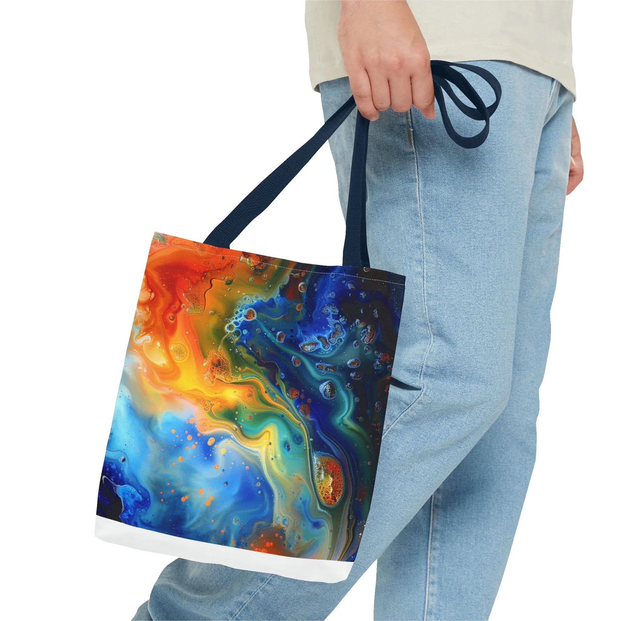 Abstract Fluid Art Tote Bag | Colorful Swirl Beach Bag - 250 USA Celebration