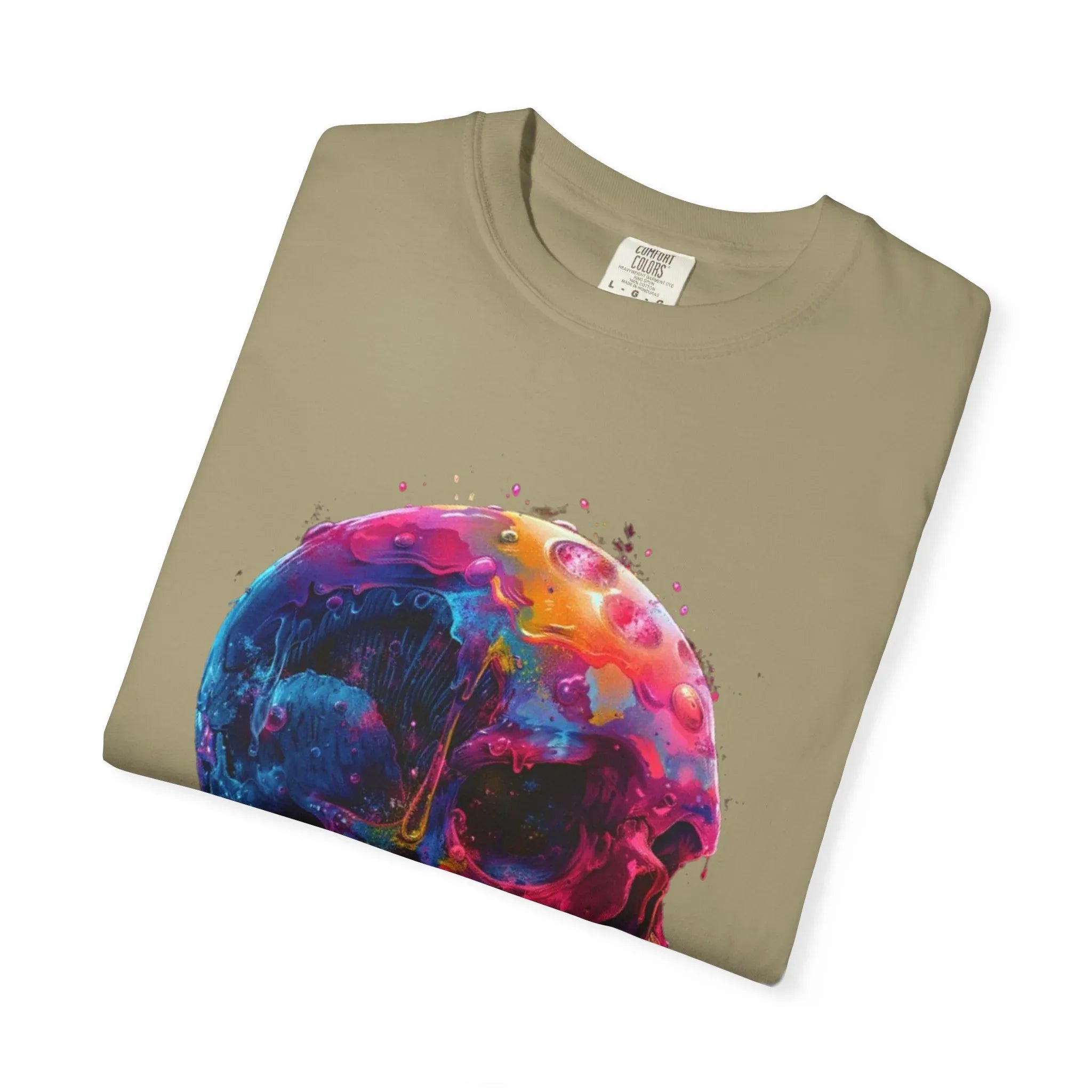 Colorful Drip Skull T-shirt | Watercolor Skull Shirt, Artistic Gothic Tee - 250 USA Celebration