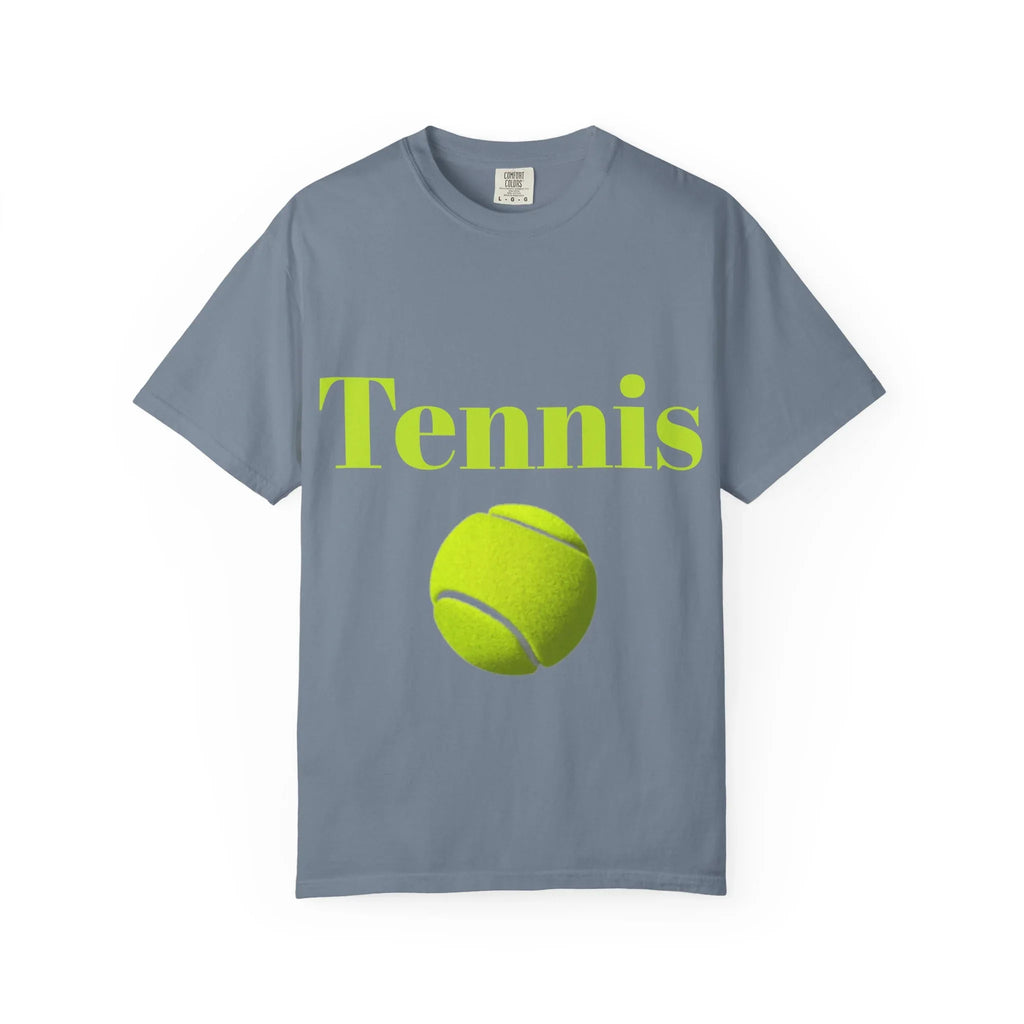 Tennis Ball Graphic Tee | Tennis Shirt, Neon Green Text - 250 USA Celebration