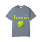 Tennis Ball Graphic Tee | Tennis Shirt, Neon Green Text - 250 USA Celebration