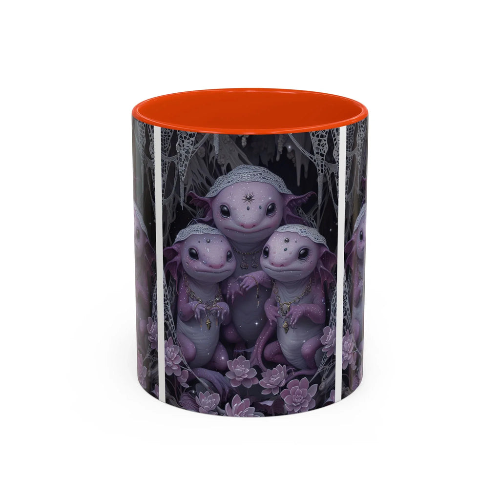 Purple Axolotl Trio Mug | Cute Amphibian Art Ceramic Coffee Cup - 250 USA Celebration
